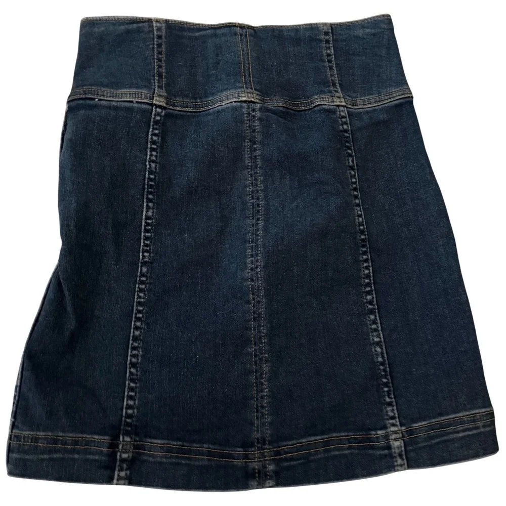 FREE PEOPLE Lace Up High Waist Denim Mini Skirt Size 2